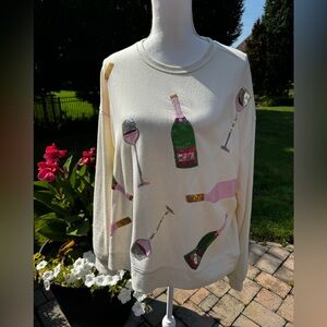 Mud Pie Cream light sweatshirt with champagne Motif